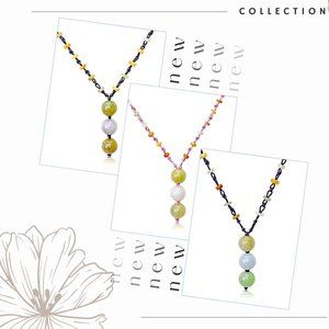 Triple Colorful Beads Handmade Jade Necklace Pendant